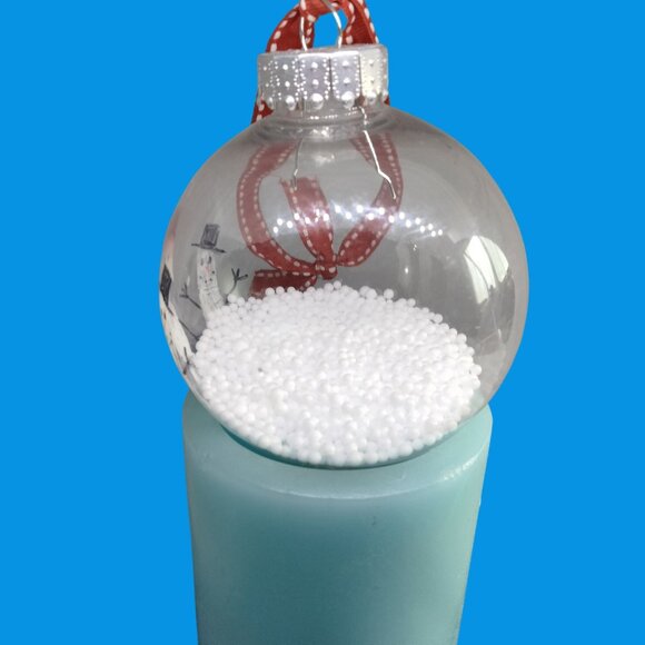 Snowman Snowglobe Christmas Ornament Primitive Cottage Cabin - Picture 9 of 9